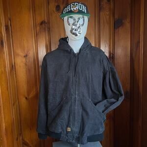 Brazos XL Black Hooded Bomber Jacket Workwear Utility Relaxed